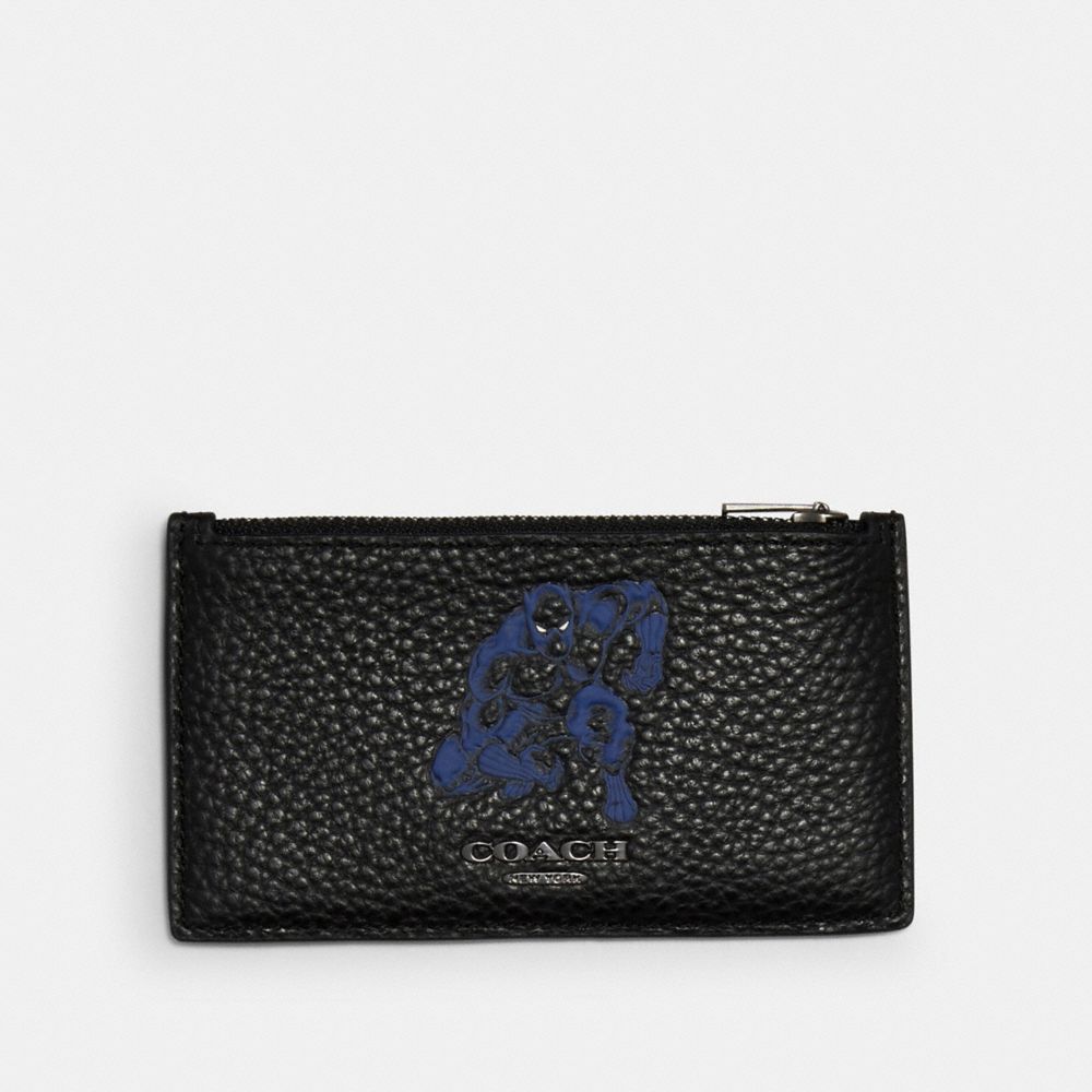 COACH â”‚ MARVEL ZIP CARD CASE WITH SIGNATURE CANVAS DETAIL AND BLACK PANTHER - 1848 - QB/BLACK MULTI