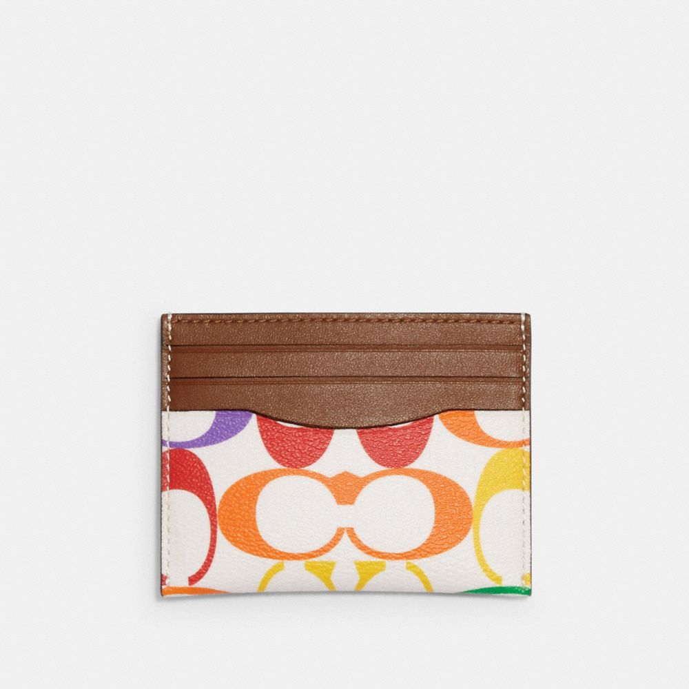 COACH 1870 - SLIM CARD CASE IN RAINBOW SIGNATURE CANVAS QB/RAINBOW MULTI