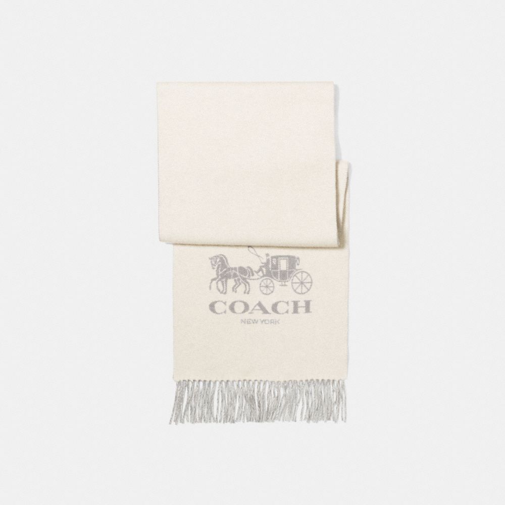 Horse And Carriage Cashmere Muffler - GREY - COACH 18782