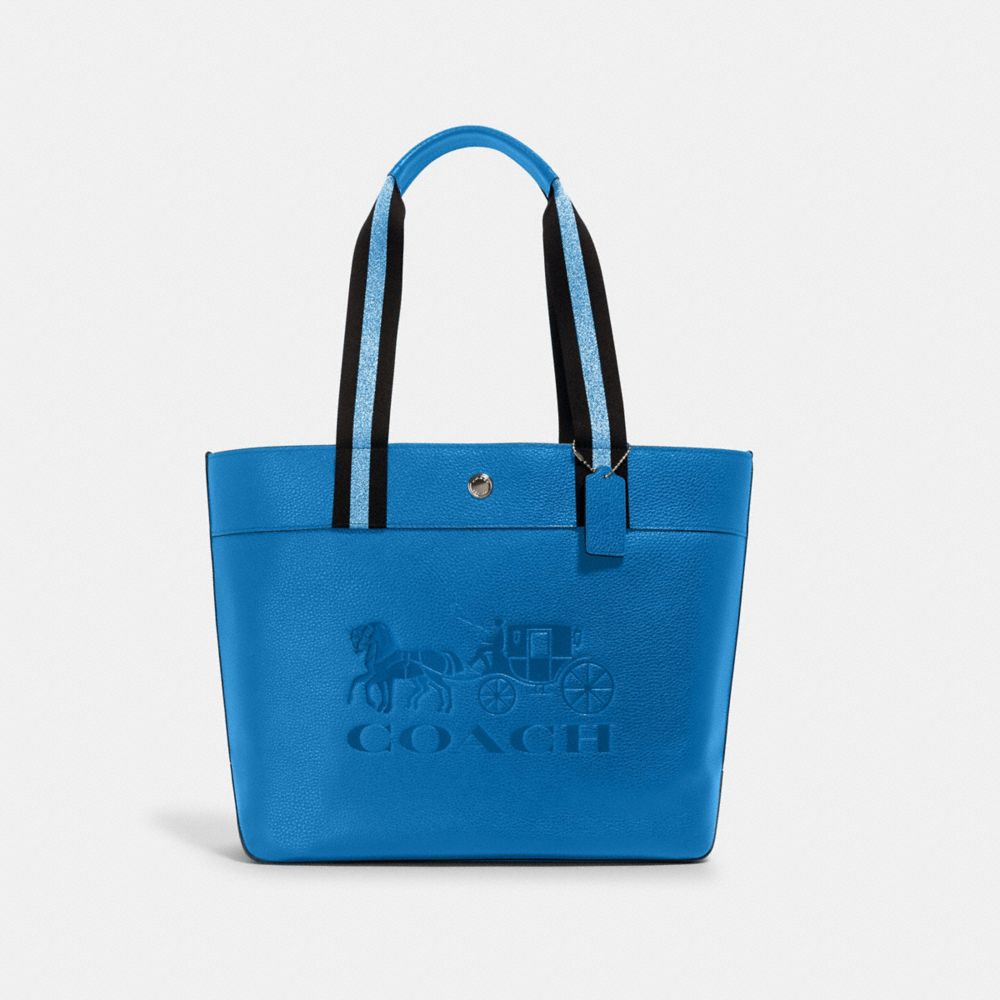 COACH 1896 JES TOTE WITH HORSE AND CARRIAGE SV/BLUE JAY