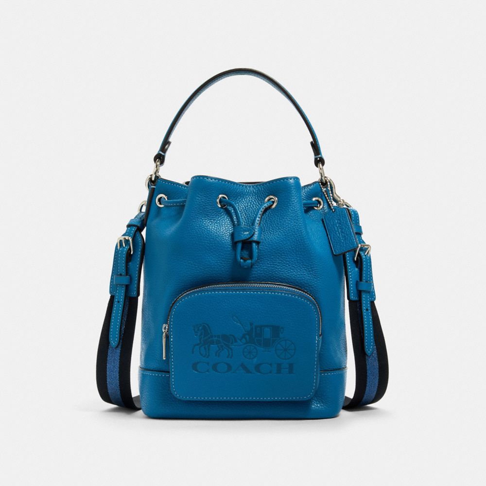COACH 1898 JES DRAWSTRING BUCKET BAG WITH HORSE AND CARRIAGE SV/BLUE-JAY