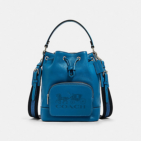 COACH 1898 JES DRAWSTRING BUCKET BAG WITH HORSE AND CARRIAGE SV/BLUE-JAY