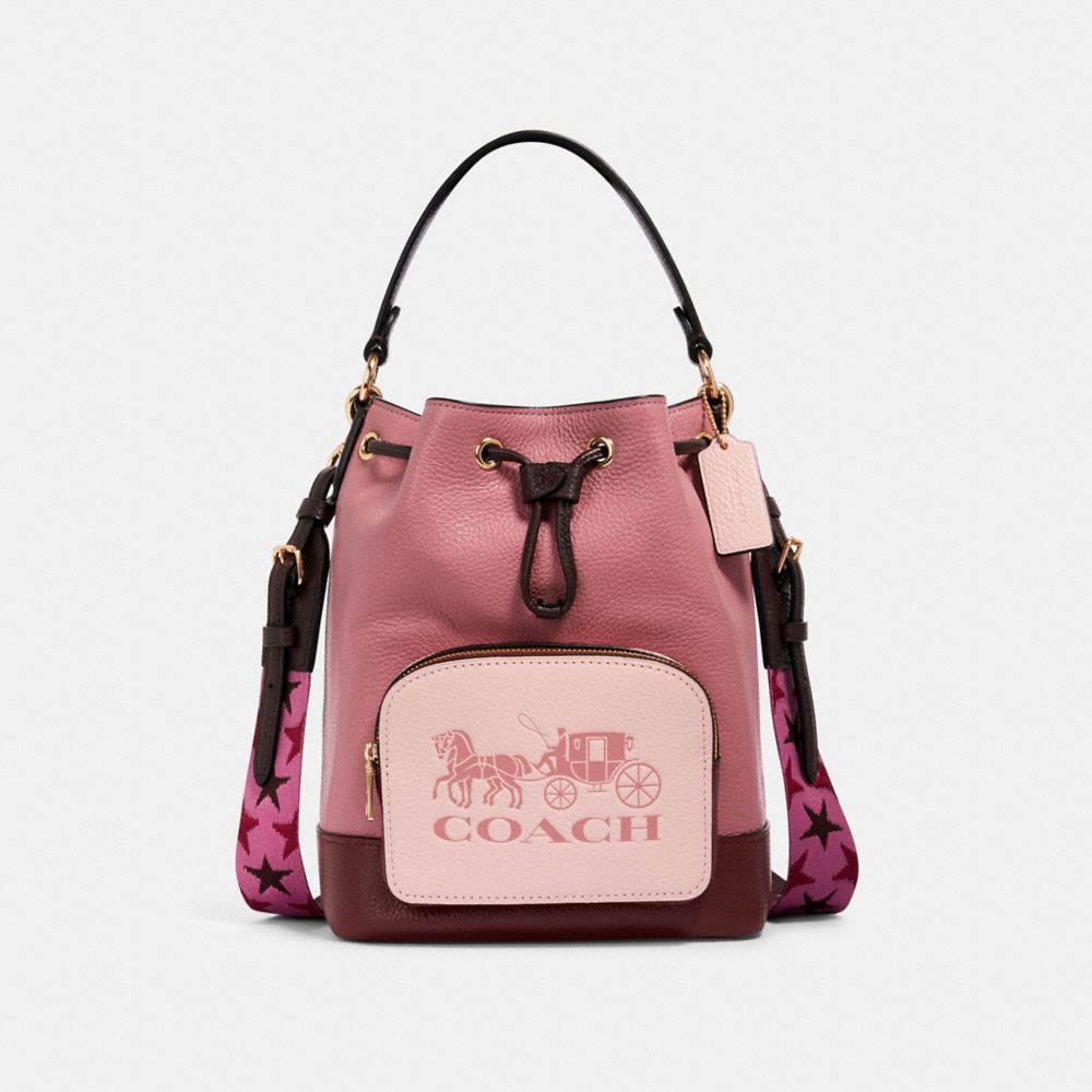 COACH 1899 Jes Drawstring Bucket Bag In Colorblock With Horse And Carriage IM/ROSE MULTI