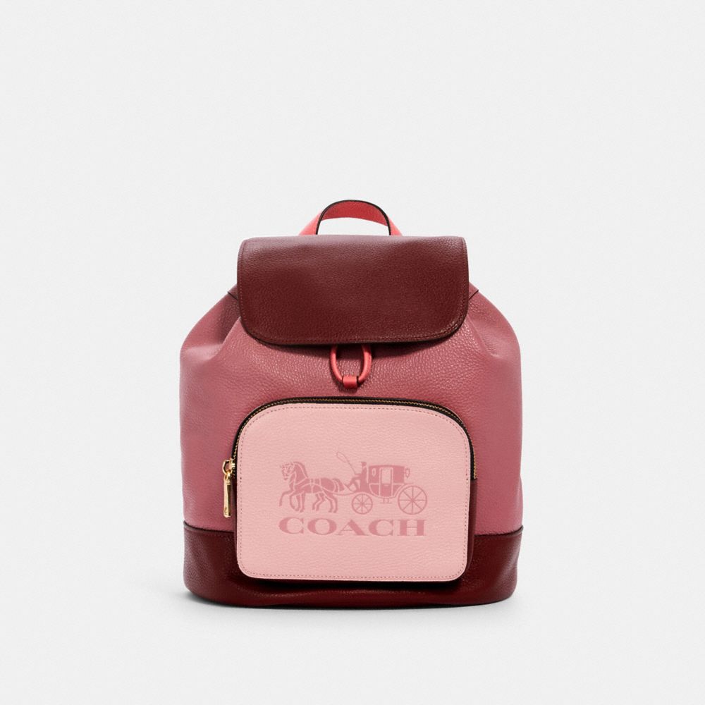 JES BACKPACK IN COLORBLOCK WITH HORSE AND CARRIAGE - IM/ROSE MULTI - COACH 1900