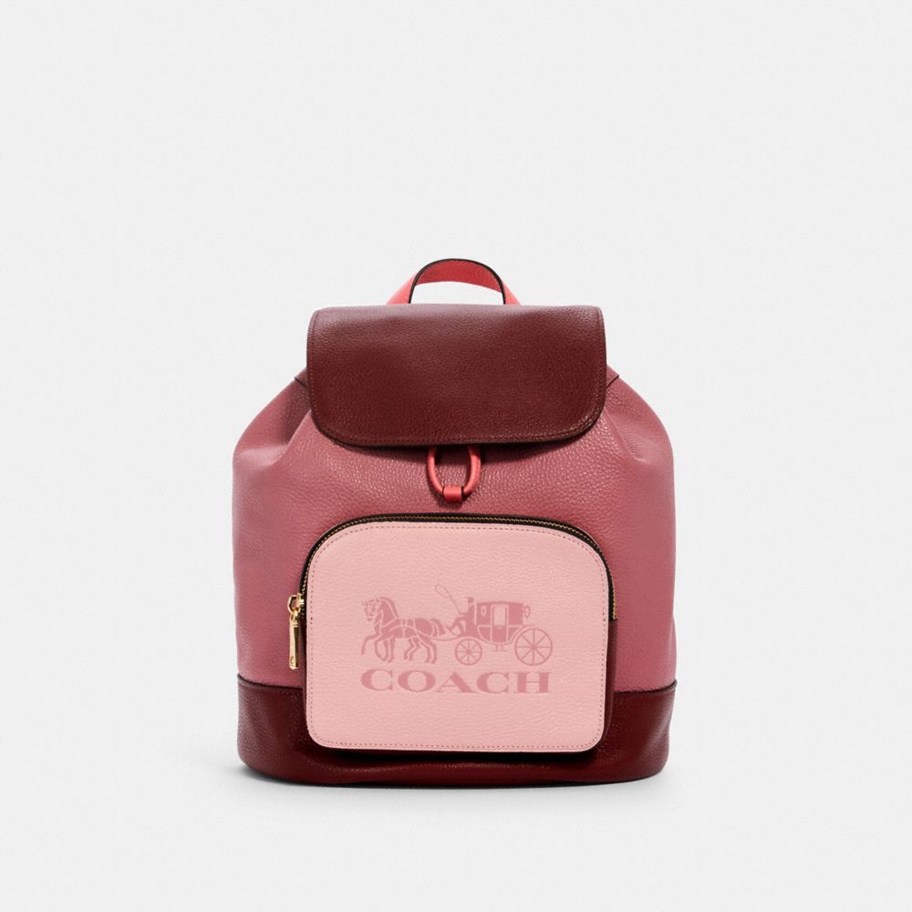 COACH 1900 JES BACKPACK IN COLORBLOCK WITH HORSE AND CARRIAGE IM/ROSE MULTI