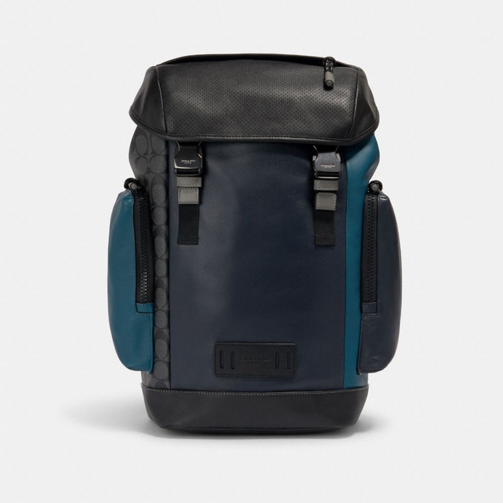 COACH 1903 RANGER BACKPACK WITH SIGNATURE CANVAS PIECED PATCHWORK QB/NAVY/REEF BLUE MULTI