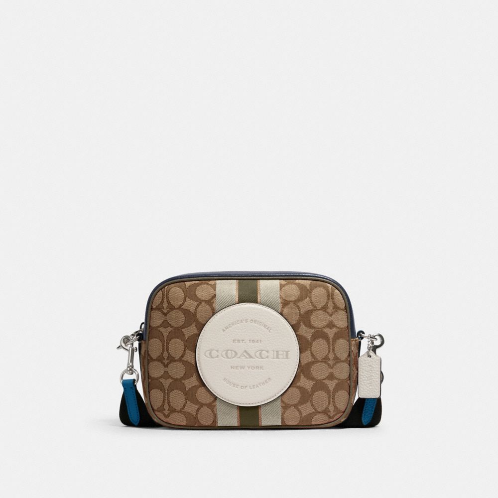 COACH 1912 - DEMPSEY CAMERA BAG IN SIGNATURE JACQUARD WITH STRIPE AND COACH PATCH SV/KHAKI CLK PALE GREEN MULTI