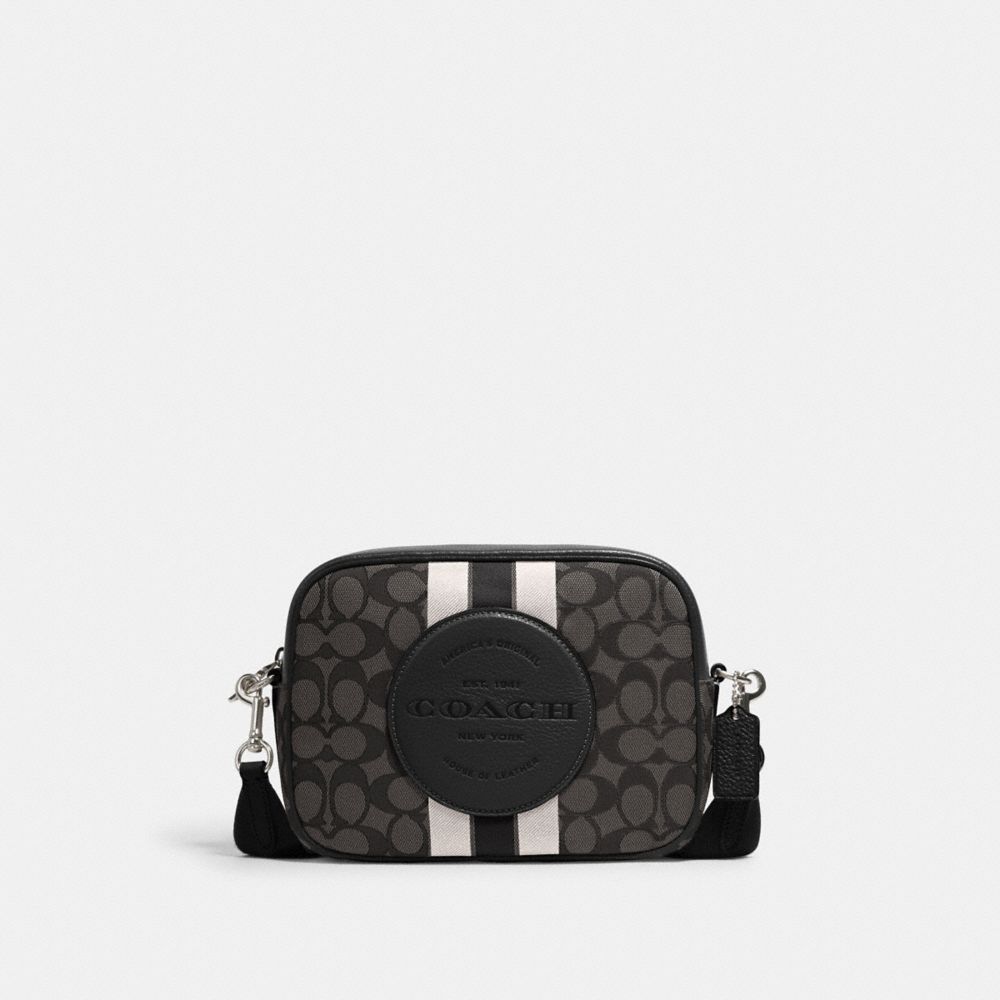 COACH 1912 DEMPSEY CAMERA BAG IN SIGNATURE JACQUARD WITH STRIPE AND COACH PATCH SV/BLACK SMOKE BLACK MULTI