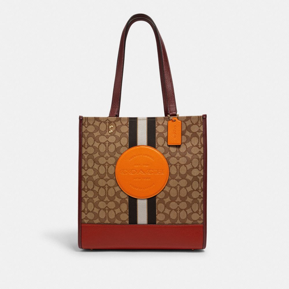 DEMPSEY TOTE IN SIGNATURE JACQUARD WITH STRIPE AND COACH PATCH - IM/KHAKI SUNBEAM MULTI - COACH 1917