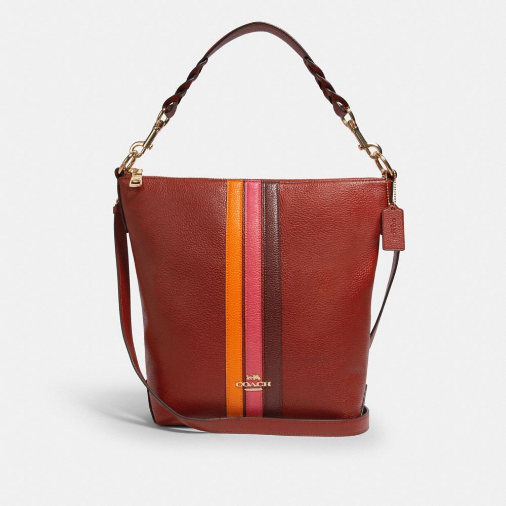 ABBY SHOULDER BAG WITH VARSITY STRIPE - 1927 - IM/TERRACOTTA/ELCTRC PNK MULTI