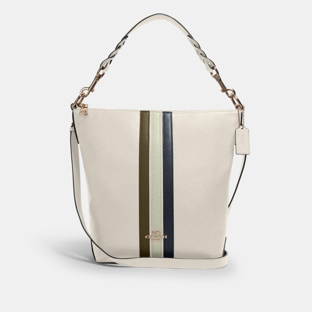 COACH 1927 Abby Shoulder Bag With Varsity Stripe SV/CHALK PALE GREEN MULTI