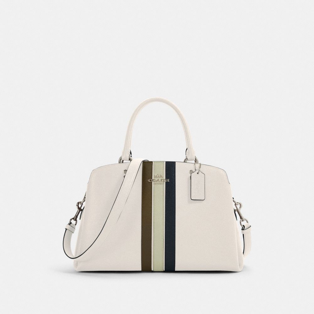 COACH 1945 LILLIE CARRYALL WITH VARSITY STRIPE SV/CHALK PALE GREEN MULTI