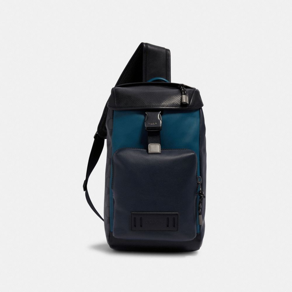 RANGER PACK WITH SIGNATURE CANVAS PIECED PATCHWORK - QB/NAVY/REEF BLUE MULTI - COACH 1949