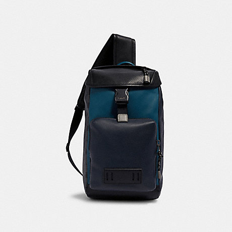 COACH 1949 RANGER PACK WITH SIGNATURE CANVAS PIECED PATCHWORK QB/NAVY/REEF-BLUE-MULTI
