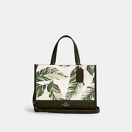 COACH 1952 DEMPSEY CARRYALL WITH BANANA LEAVES PRINT SV/CARGO GREEN CHALK MULTI