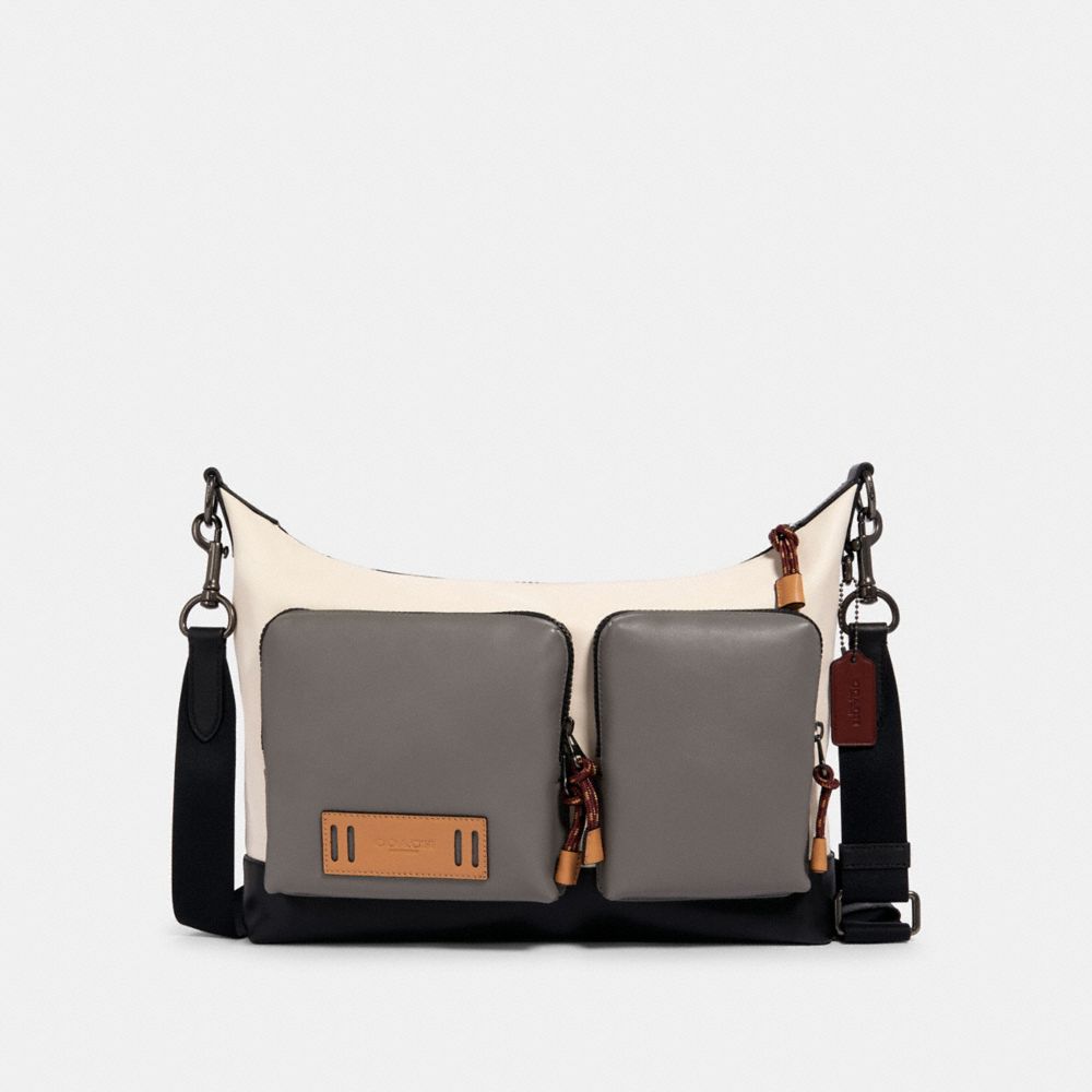 COACH 1954 RANGER POCKET MESSENGER IN COLORBLOCK QB/CHALK/HEATHER GREY/BURGUNDY