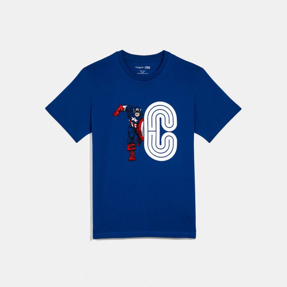 COACH â”‚ MARVEL CAPTAIN AMERICA SIGNATURE T-SHIRT - 1970 - SAPPHIRE