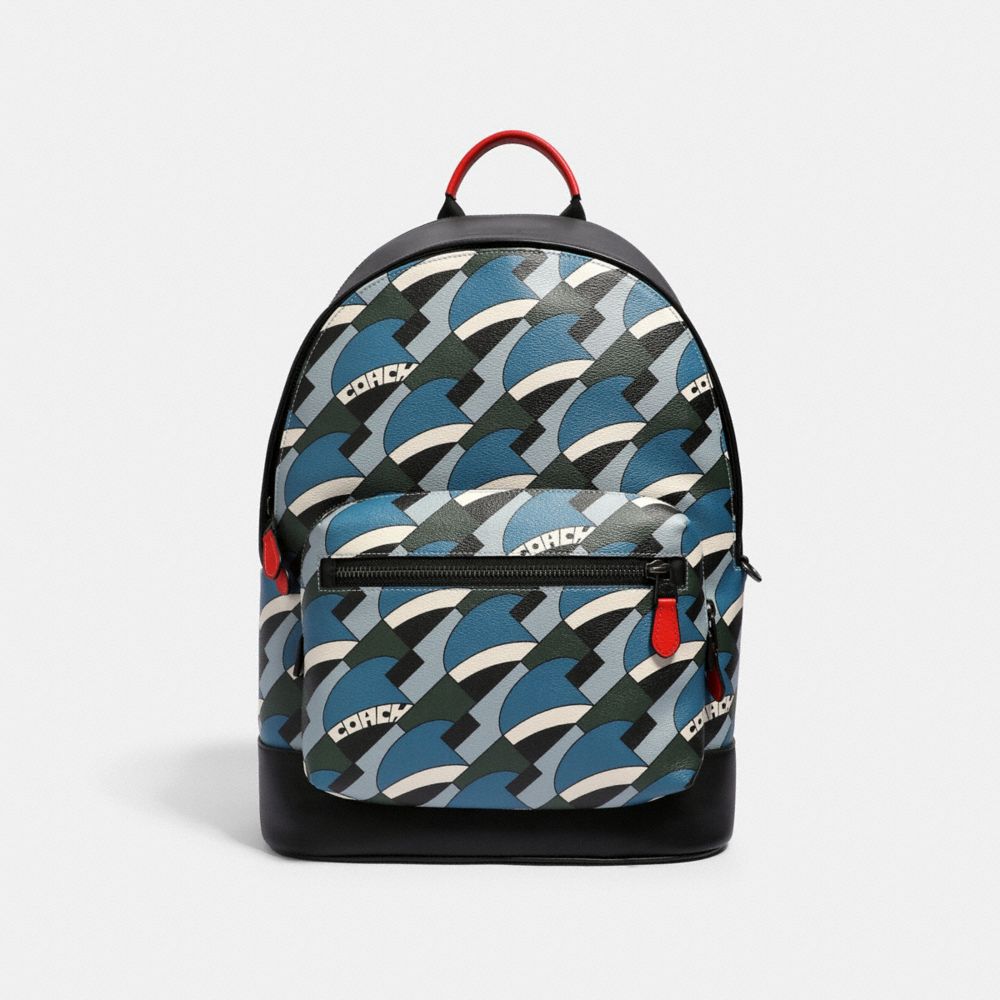 WEST BACKPACK WITH DECO BRIDGE GEO PRINT - QB/BLUE JAY - COACH 1972