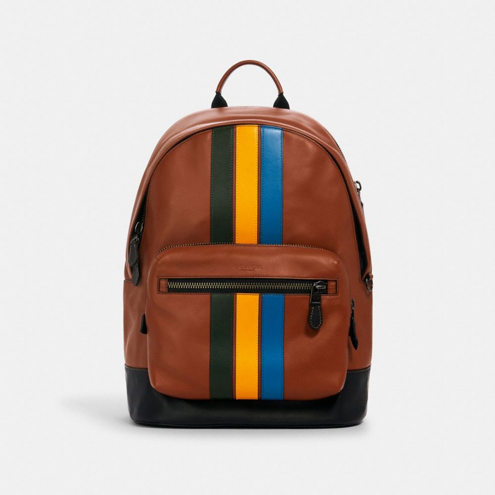 WEST BACKPACK WITH VARSITY STRIPE - QB/REDWOOD/CLOVER/TUMERIC/BLUE - COACH 1973