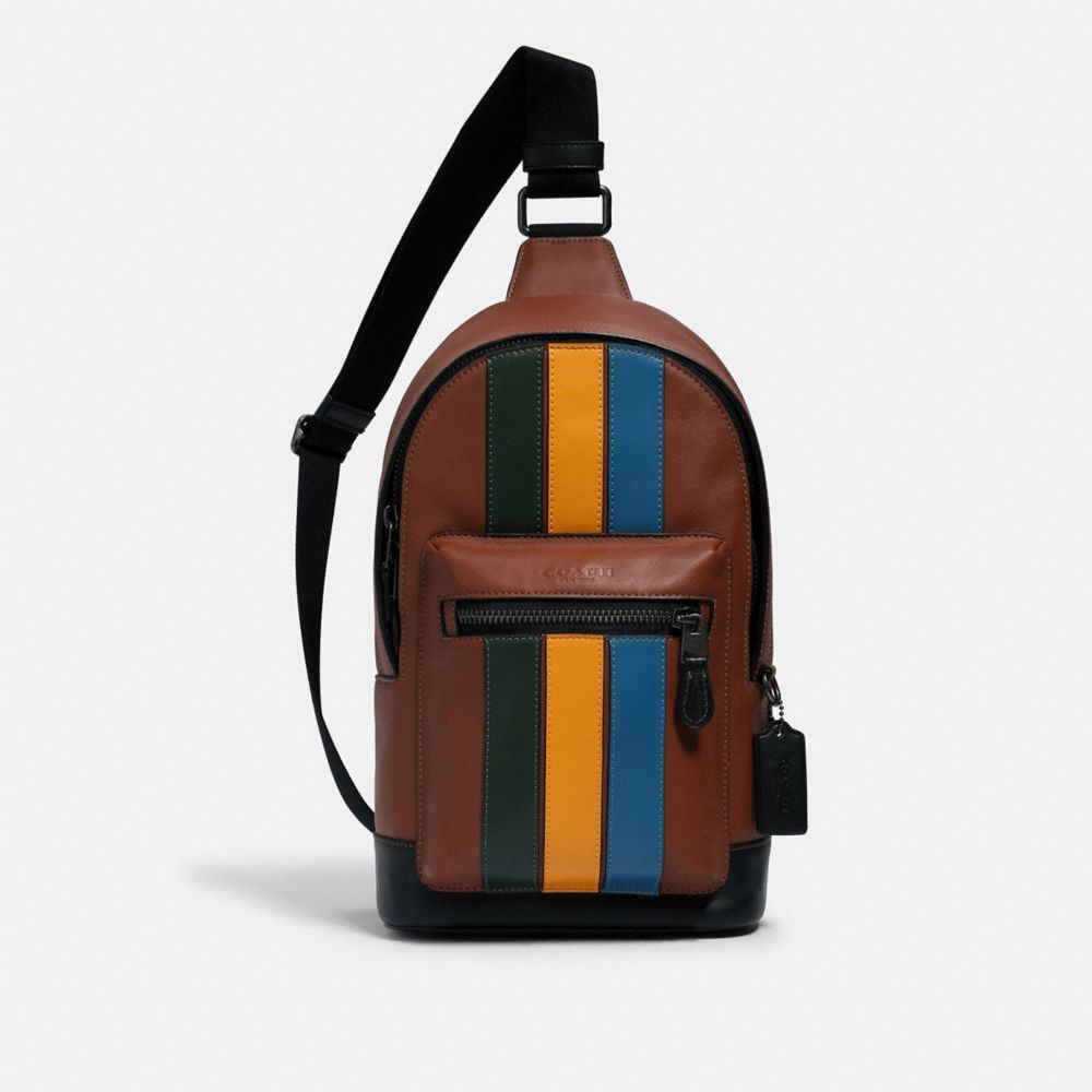 COACH 1974 West Pack With Varsity Stripe QB/REDWOOD/CLOVER/TUMERIC/BLUE