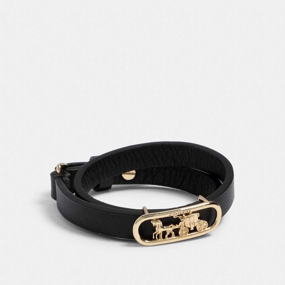 HORSE AND CARRIAGE CUT OUT BRACELET - GD/BLACK - COACH 1983