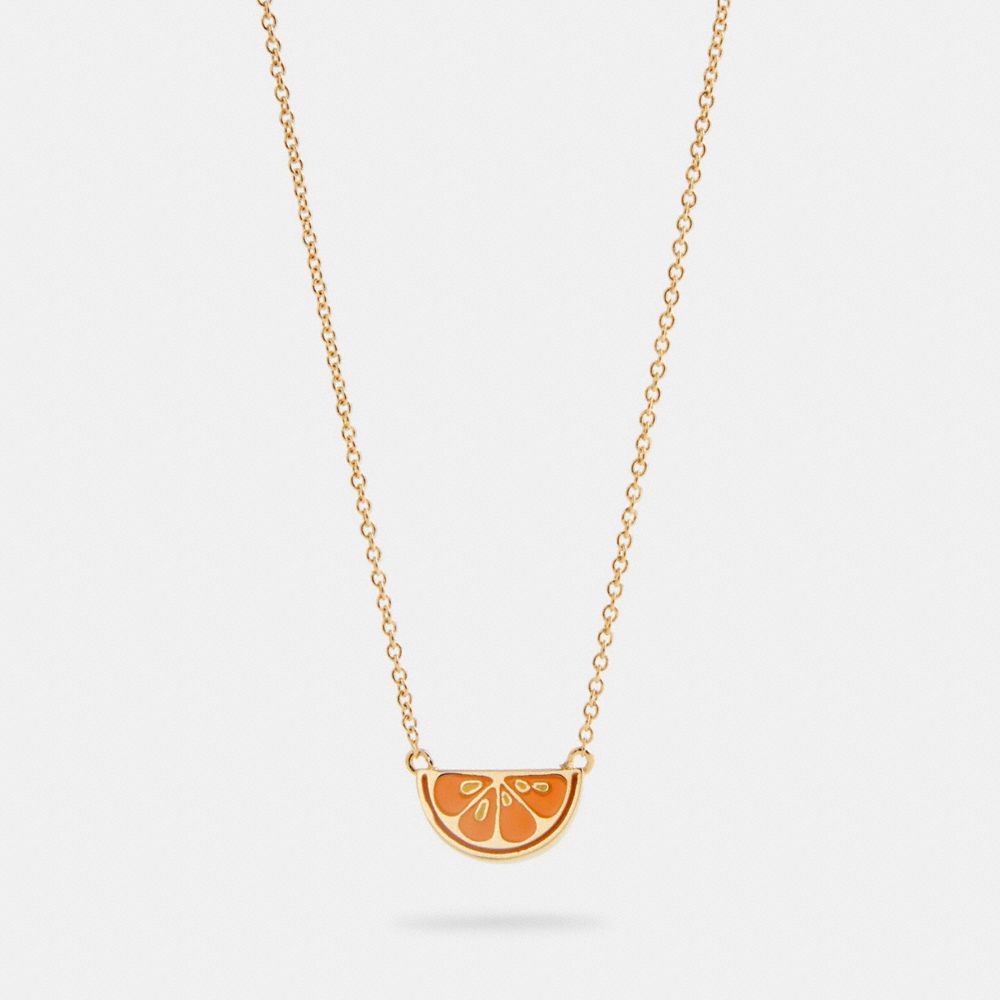COACH 1993 Orange Slice Necklace GD/ORANGE