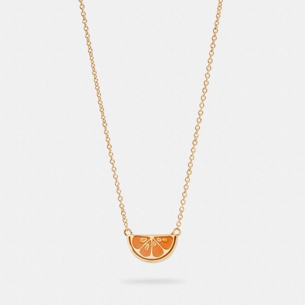 COACH ORANGE SLICE NECKLACE - GD/ORANGE - 1993