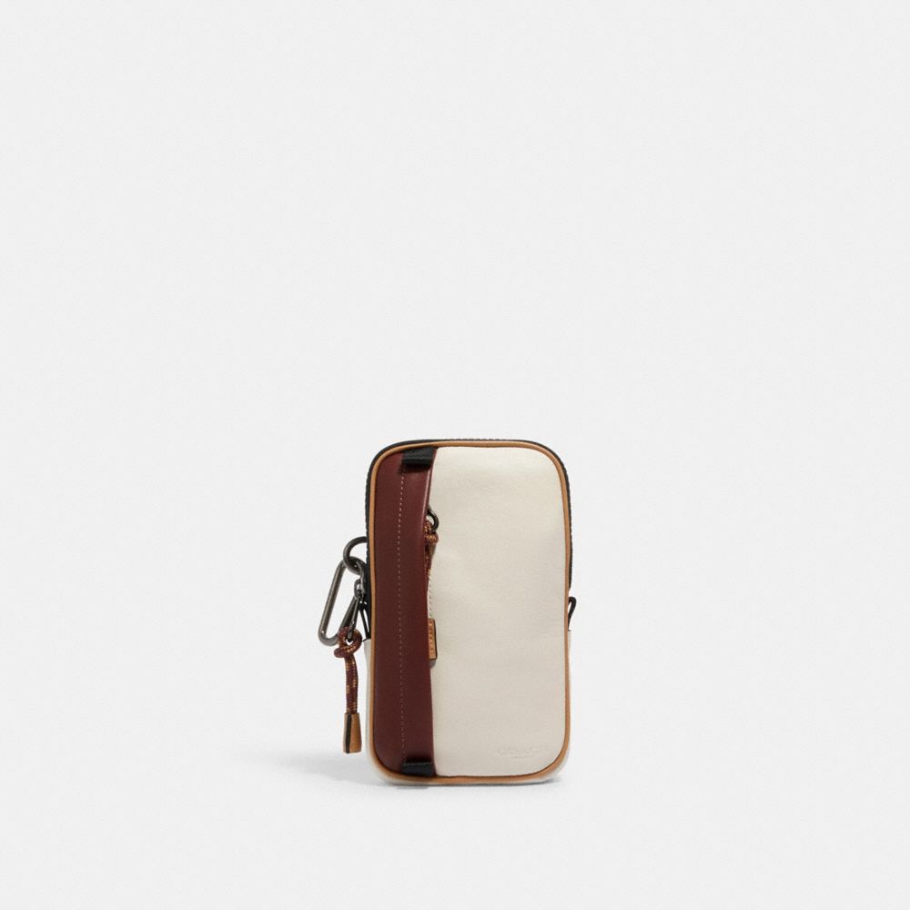 NORTH/SOUTH HYBRID POUCH IN COLORBLOCK - QB/CHALK/HEATHER GREY/BURGUNDY - COACH 2000