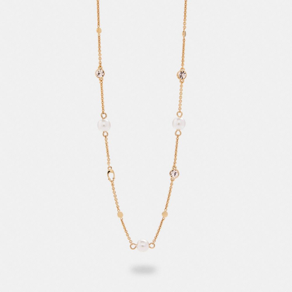 COACH 2010 Pearl Signature Necklace GD/PINK