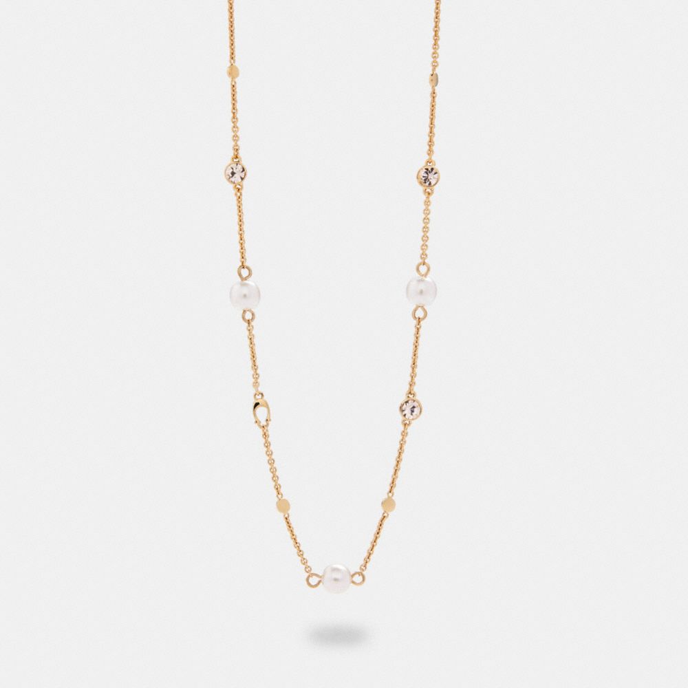 COACH 2010 Pearl Signature Necklace GD/PINK