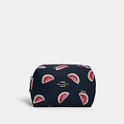 COACH 2019 - SMALL BOXY COSMETIC CASE WITH WATERMELON PRINT SV/NAVY RED MULTI