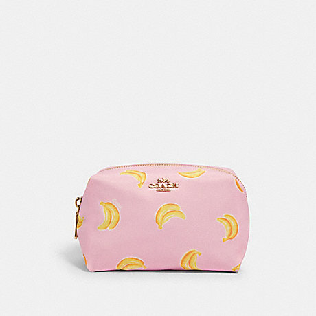 COACH 2020 SMALL BOXY COSMETIC CASE WITH BANANA PRINT IM/PINK/YELLOW