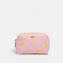 SMALL BOXY COSMETIC CASE WITH BANANA PRINT - IM/PINK/YELLOW - COACH 2020