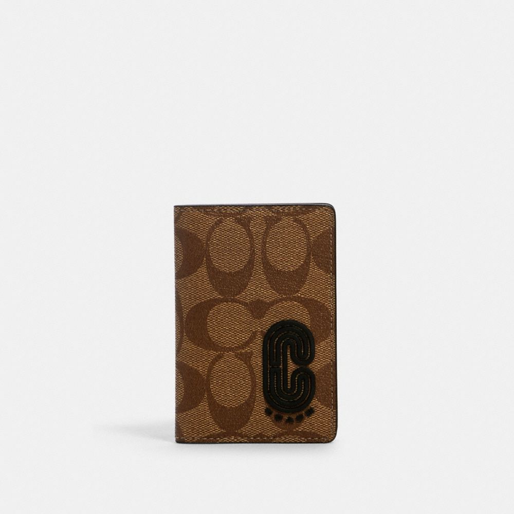 CARD WALLET IN SIGNATURE CANVAS WITH COACH PATCH - QB/TAN BLACK - COACH 2040
