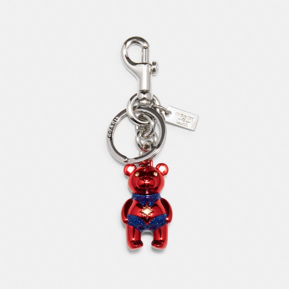 COACH â”‚ MARVEL CAROL DANVERS BEAR BAG CHARM - SV/METALLIC NAVY - COACH 2046