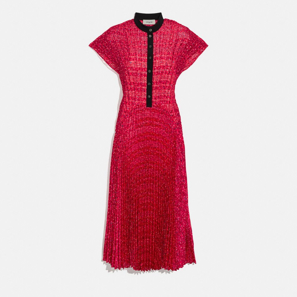 COACH 2104 SLEEVELESS PLEATED DRESS RED/BLACK