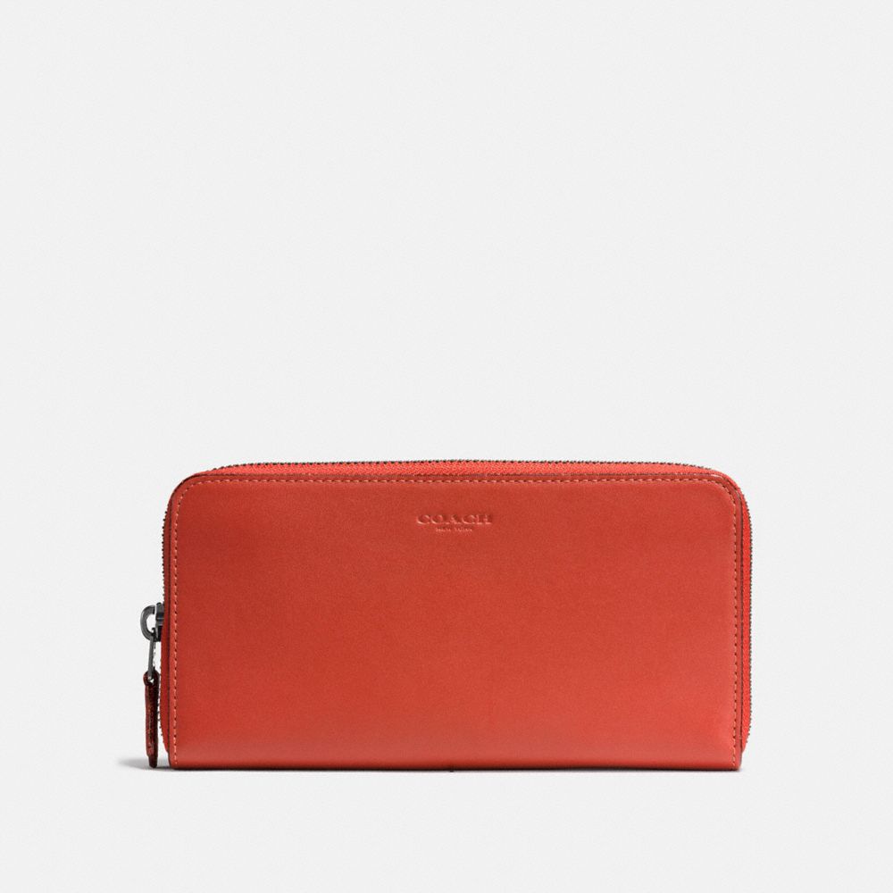 COACH 21083 ACCORDION ZIP WALLET VERMILLION/DARK GUNMETAL