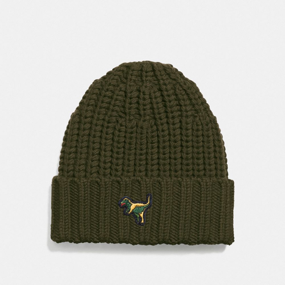 REXY KNIT BEANIE - OLIVE - COACH 21104