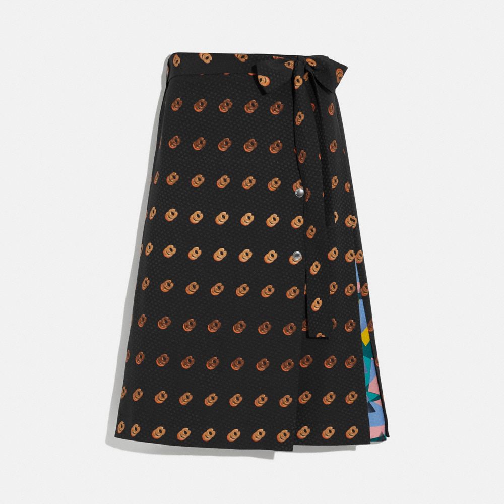 COACH 2137 Print Wrap Skirt BLACK/ORANGE