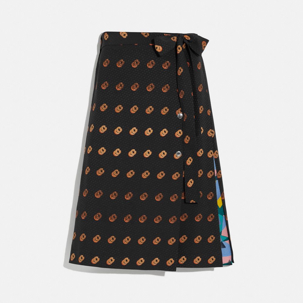 PRINT WRAP SKIRT - BLACK/ORANGE - COACH 2137