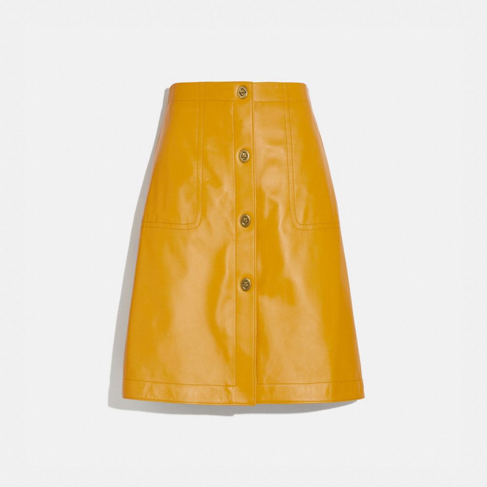 COACH 2202 Leather Skirt With Turnlocks YOLK