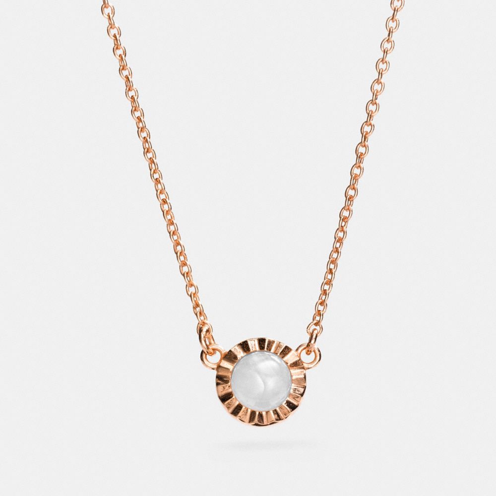 DEMI-FINE SUNBURST STONE NECKLACE - 22150 - ROSE GOLD/GREY