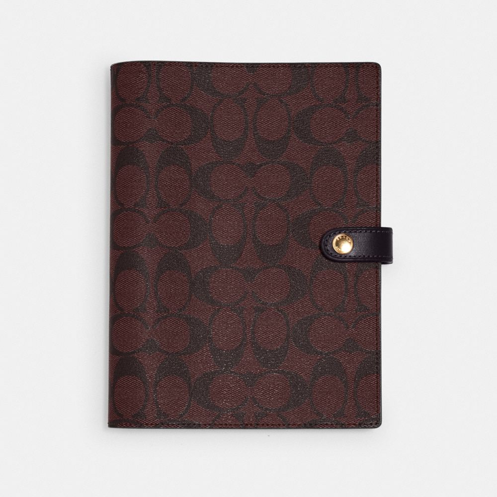 Notebook In Signature Canvas - 222 - Gold/Oxblood Multi