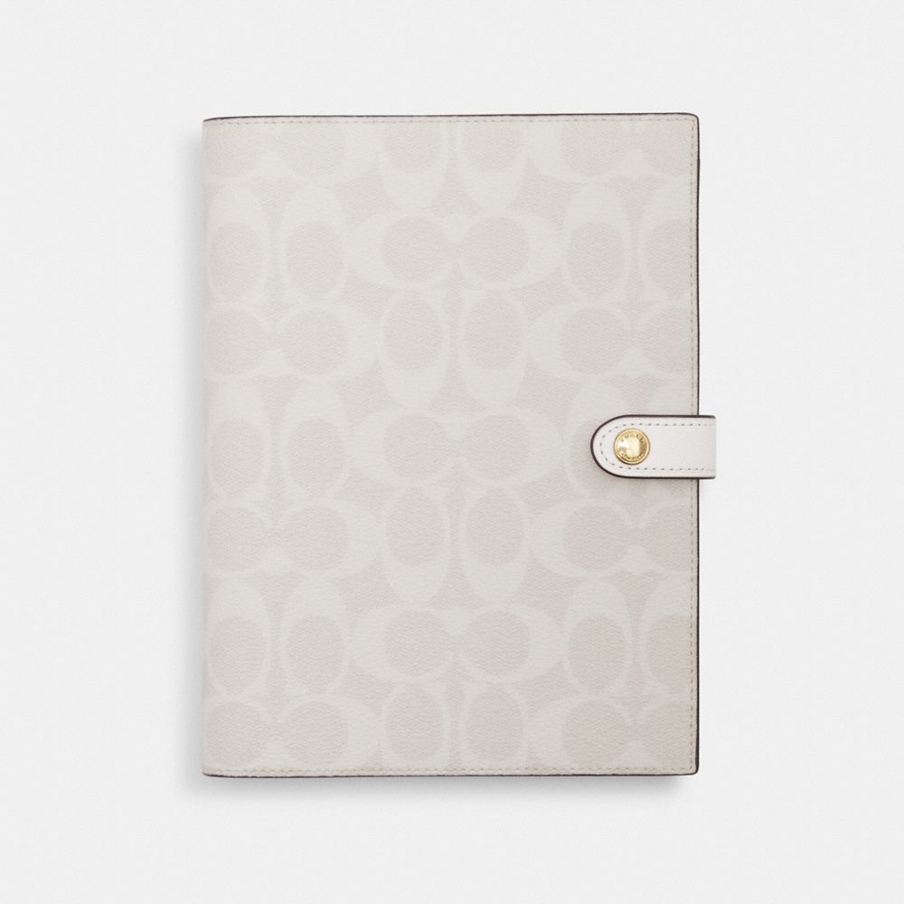 COACH 222 Notebook In Signature Canvas Gold/Chalk/Glacierwhite