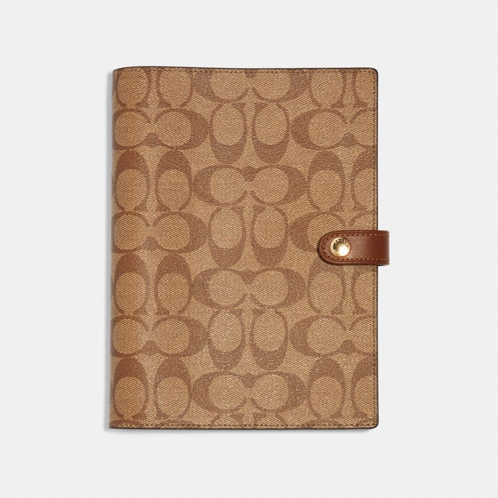 COACH 222 NOTEBOOK WITH CRAYON HEARTS PRINT KHAKI