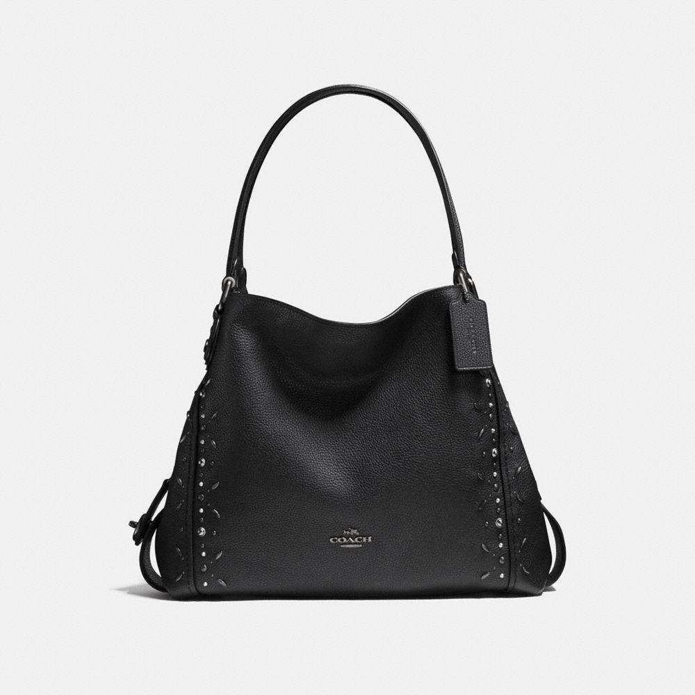 COACH 22794 EDIE SHOULDER BAG 31 WITH PRAIRIE RIVETS BP/BLACK