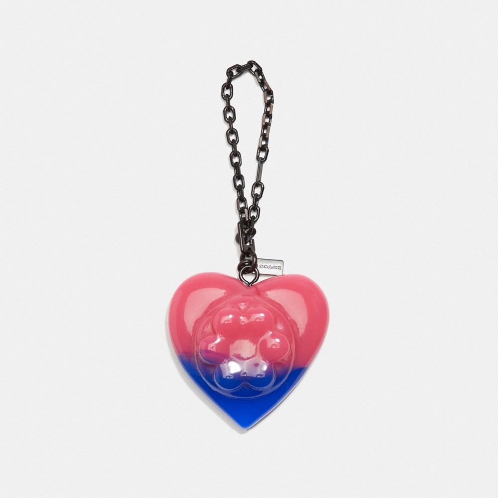 COACH X RICHARD BERNSTEIN JELLO HEART BAG CHARM - V5/PINK BLUE - COACH 227