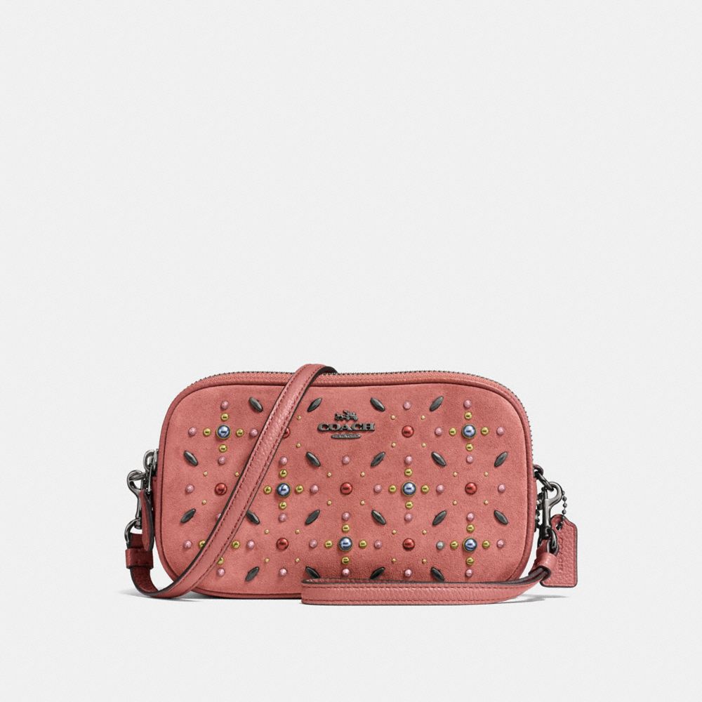 COACH 22868 CROSSBODY CLUTCH WITH PRAIRIE RIVETS MELON/DARK-GUNMETAL