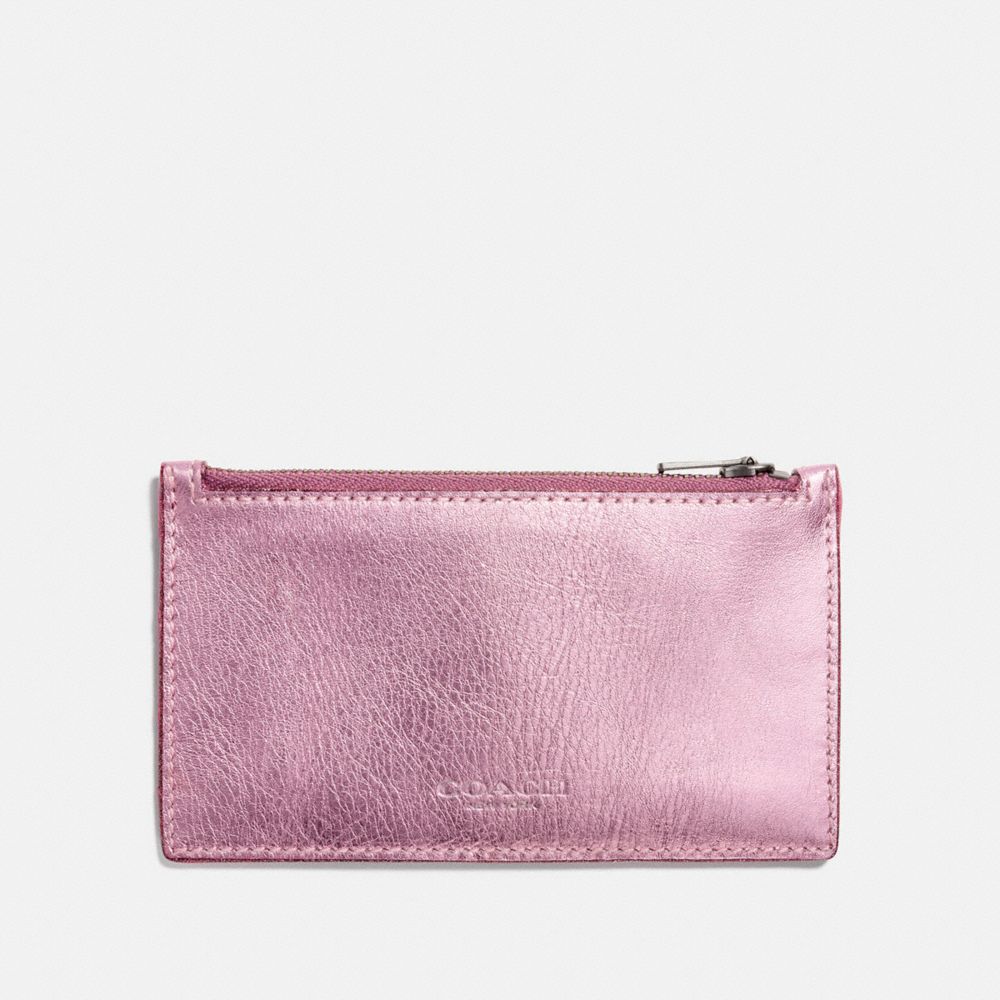 COACH 22879 - Zip Card Case METALLIC BLUSH/PRIMROSE