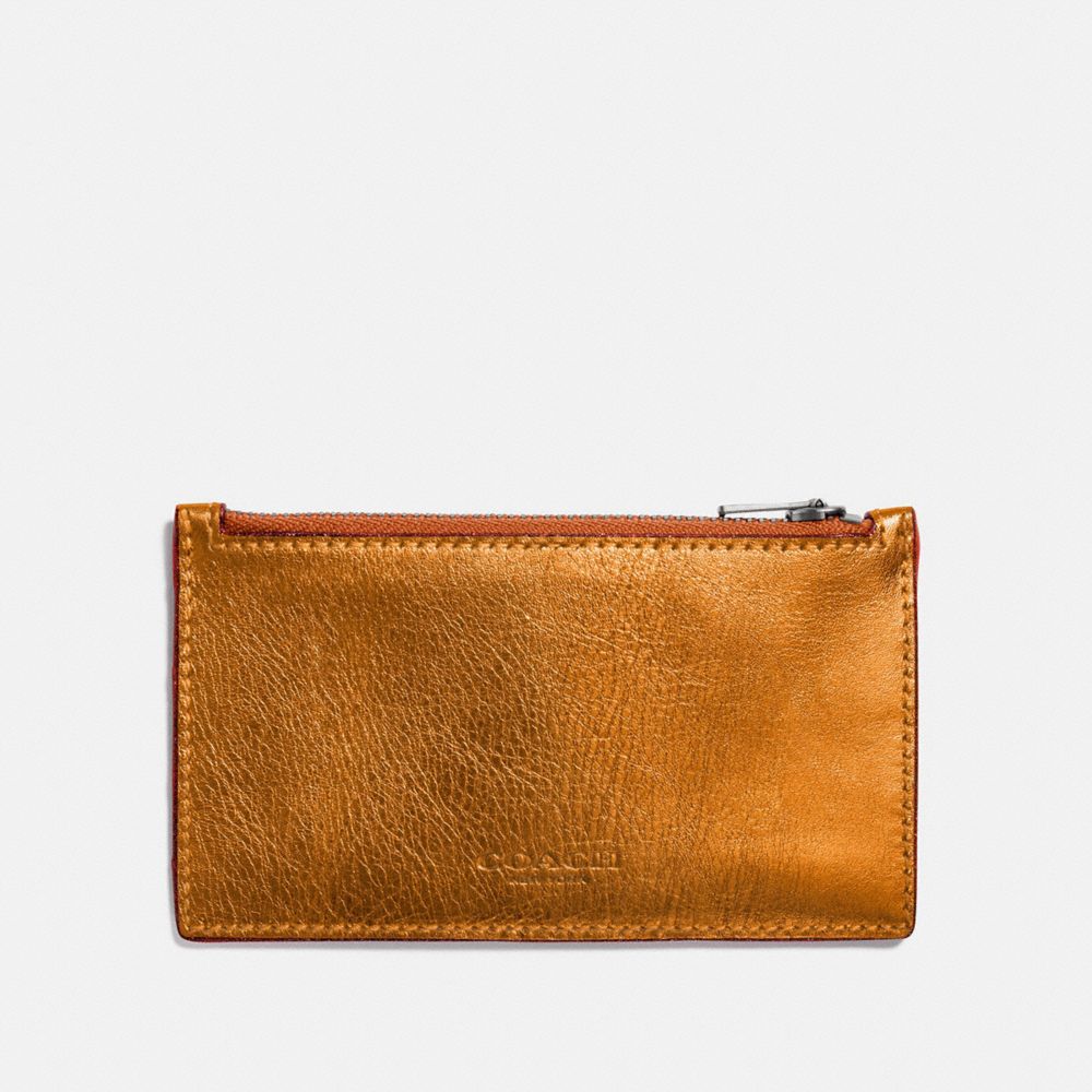 COACH ZIP CARD CASE - METALLIC ORANGE/GIFTING ORANGE - 22879